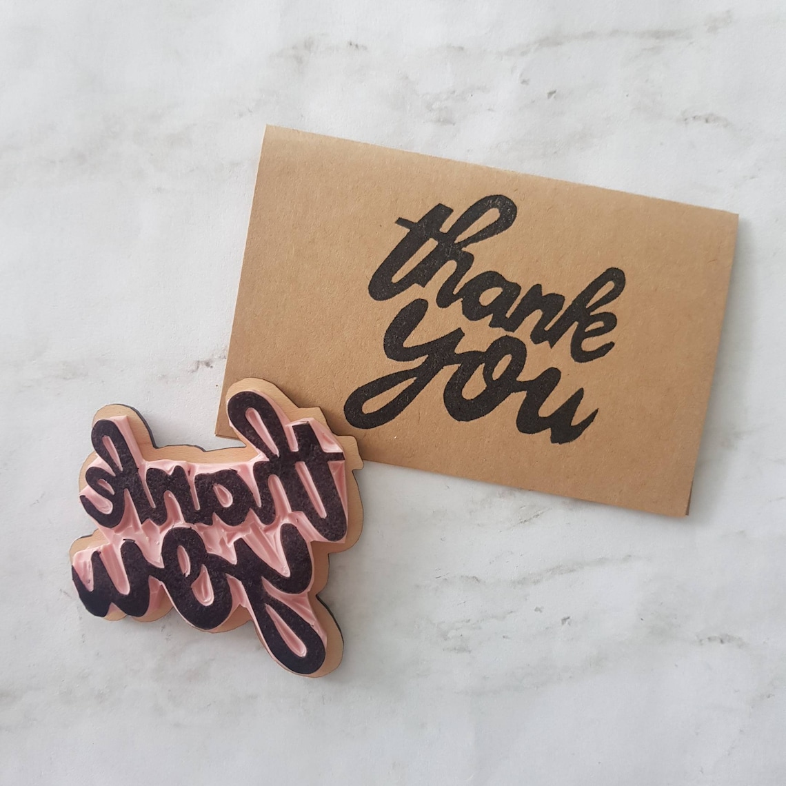 Thank You Stamp hand lettered rubber stamp thanks | Etsy