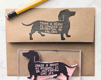 Dachshund Dog Address Rubber Stamp, Dog Return Address Stamp for Dog Lover's, Unique Customized Gift for Friend or Mom Mother| Salt & Paper