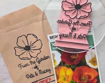 Custom Seed Packet Stamp, Wedding Favor, Custom Seed Envelope Rubber Stamp | Salt & Paper