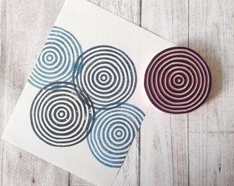 Concentric Circles Rubber Stamp, Planner stamp with circles, Block Printing Stamp Circles Design, Scrapbooking Pattern Circle | Salt & Paper
