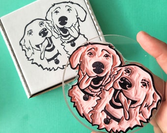 Two or More Pets Rubber Stamp Gift for Owners, Personalized Pet Face Stamp Unique Gift Unique Gift for Pet Lovers and Owners | Salt & Paper