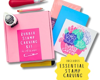 DIY Rubber Stamp Carving Kit  and Essential Stamp Carving Course, Learn Rubber stamps, Gift Mom Gift for Dad | Salt & Paper