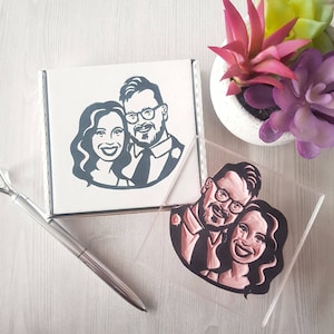 Verlobungsgeschenk Einzigartiger Gummistempel der Paare Gesichter, perfekt für Hochzeiten Verlobungen Housewarming Geschenkideen, personalisiert | Salz & Papier