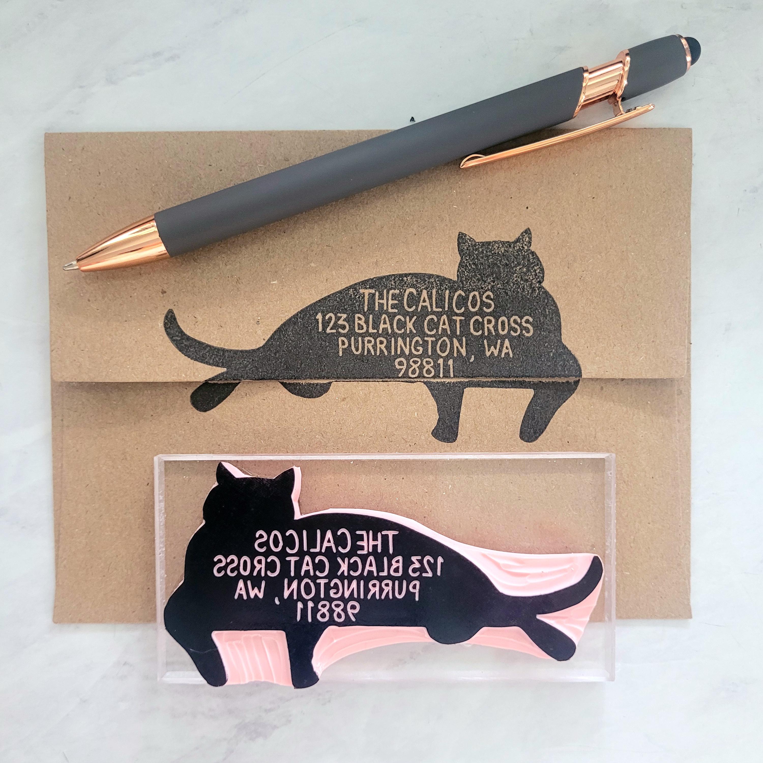 Cat Addressing Cat Address Rubber Stamp: Personalized Cat Lover Gift - Etsy