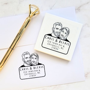 Timbro indirizzo coppia (preinchiostrato), regalo personalizzato e personalizzato per nuova casa, indirizzo mittente, casa, fatto a mano / sale e carta