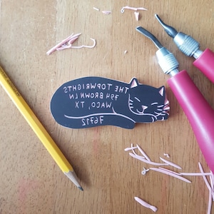 Cat Address Rubber Stamp, Sleeping Cat Return Address Stamp for Cat Lover's, Unique Customized Gift for Friend or Mom Mother Salt & Paper image 5