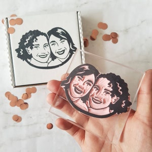 Hochzeits Geschenk Portrait Gesichter Stempel, einzigartiger und individueller Geschenkstempel Gesichter für Hochzeiten Geburtstage Verlobungen | Salz & Papier