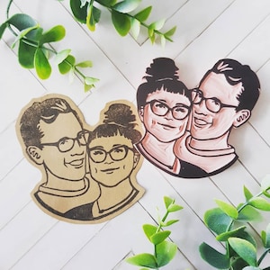 Personalisiertes Geschenk Porträt Stempel Paar Gesichter für Hochzeit Verlobungen Save the Date, Einzigartiges Geschenk für Paare Stempel | Salz & Papier