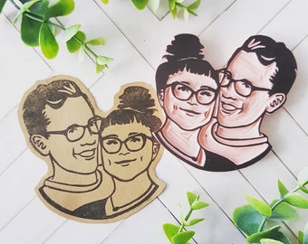 Personalized Gift Portrait Stamp of Couples Faces for Wedding Engagements Save the Date, Unique Gift for Couples Rubber Stamp | Salt & Paper