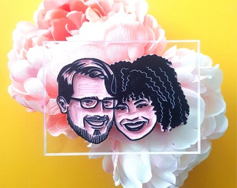 Face Stamp of Couples for Wedding, Customized Rubber Stamp of Faces, Unique Personalized Stamp of Faces for Engagement Gift | Salt & Paper