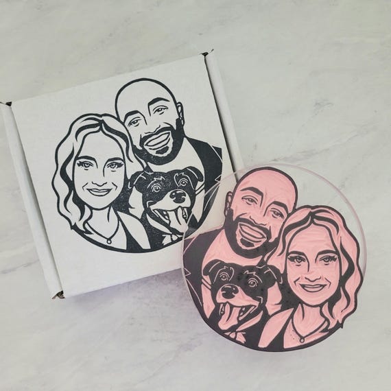 Personalized Family Portrait Rubber Stamp: Custom Hand-Carved Gift