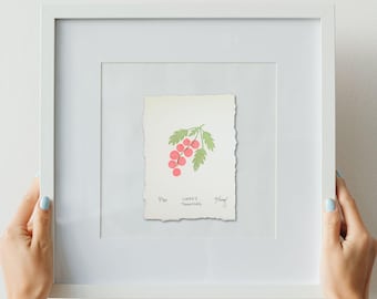 Cherry Tomato Print: Hand-Carved Rubber Stamp Art, Limited Edition