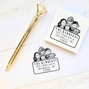 Stempel familieadres (voorgeïnkt), aangepast en persoonlijk cadeau voor nieuw huis, retouradres, thuis, handgemaakt | Zout en papier