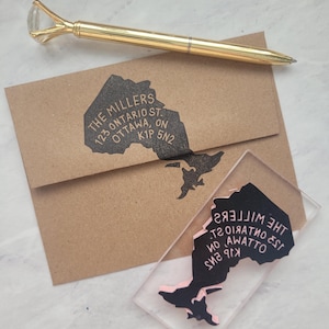 Carimbo de endereço de retorno em formato de província, carimbo de endereço personalizado, presente para escritor, escrita de cartas, letter boxing, namorada, mãe | Salt & Paper