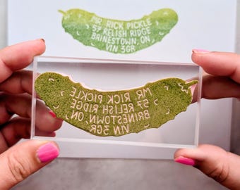 Pickle Address Rubber Stamp: Personalized Pickle Lover Gift