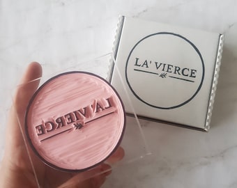 Green Packaging Logo Rubber Stamp for Businesses, Small Business Rubber Stamp of Logo, Unique Packaging that POPS | Salt & Paper