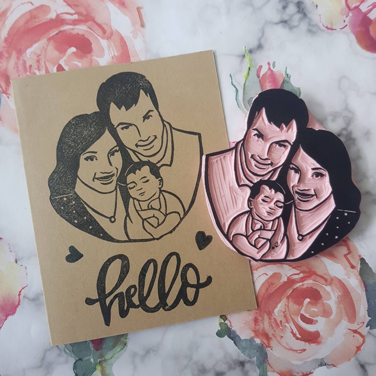 Personalized Family Portrait Rubber Stamp Custom Unique Gift Etsy