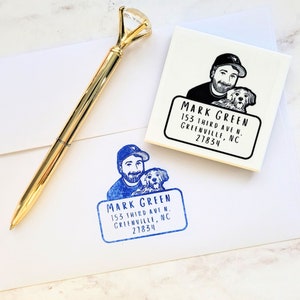 Adresstempel mensen en huisdieren (voorgeïnkt), aangepast en persoonlijk cadeau voor nieuw huis, retouradres, thuis, handgemaakt | Zout en papier