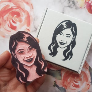 Cadeau d'anniversaire pour maman avec tampon visage, portrait personnalisé, tampon en caoutchouc, fête des mères, fête des pères | Sel et papier