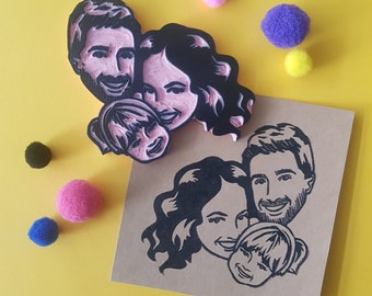 Personalized Family Portrait Stamp Unique Gift, Birthday Gift for Mom or Dad, Father's Day or Mother's Day Gift for Family | Salt & Paper