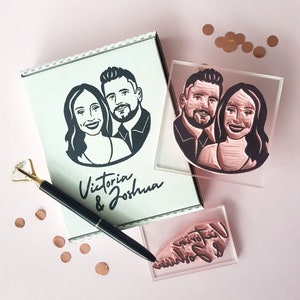 Personalized Gift Portrait Rubber Stamp for Couple, Wedding Couples Faces on Stamp, Unique Gift for Wedding or Engagement | Salt & Paper