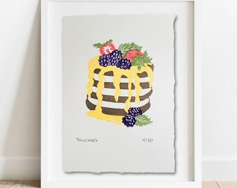 Pancakes Limited Edition Print: Hand-Carved Lino Cut Artwork