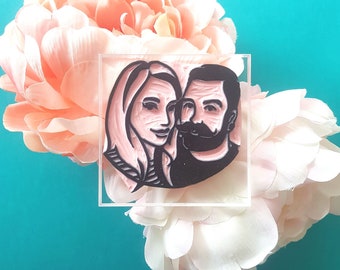 Couples Faces Rubber Stamp Custom Gift, Gift for Newlyweds, Unique Idea for Wedding Stationery, Engagement Gift for Couples| Salt & Paper