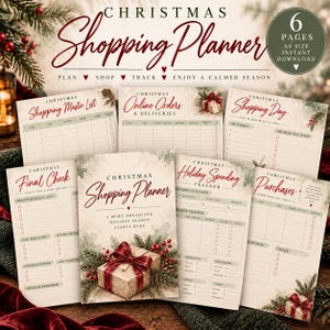 クリスマスショッピングプランナー｜ホリデーショッピングオーガナイザー｜クリスマスギフト＆予算トラッカー｜手書き式プランナー｜A4サイズ