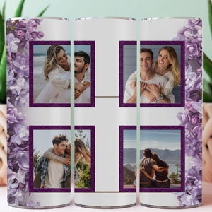 Floral Photo Tumbler Add your photos Picture Frame Tumbler 20oz Skinny Tumbler Seamless Tumbler for Pictures Sublimation Design Digital