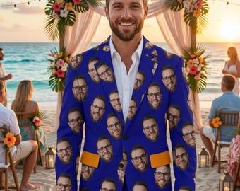 Personalized Suit Custom Face Blazer for Men | Wedding Groom Gift | Custom Suit Groomsmen Coat Made to Order