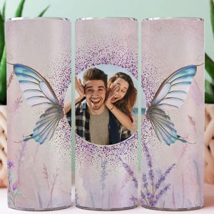 Floral Photo Tumbler Add Your own photo Picture Frame Tumbler 20oz Skinny Tumbler Seamless Tumbler for Pictures Sublimation Design PNG