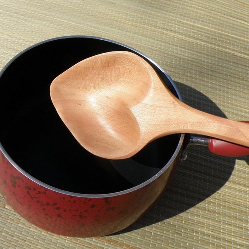 Heart Spoon Deep Dish Cherry Wood
