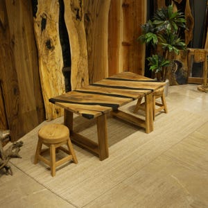 In-Stock Special Walnut Wood Black Epoxy Office Table- Coffee Table - Dining Table - Kitchen Table- End Table -%100 HANDMADE