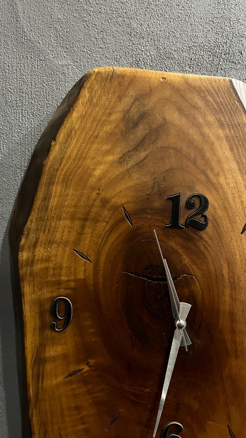 Custom Order Special Walnut Wooden Wall Clock, Wood Artistic Clock ...