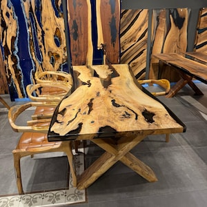 Made to Order Ash Wood Brown Epoxy Office Table- Coffee Table - Dining Table - Kitchen Table- End Table -%100 HANDMADE
