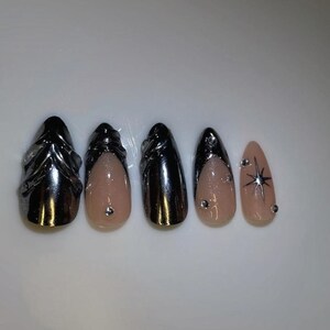 Chrome Press-On Nails Set - Handmade & Reusable