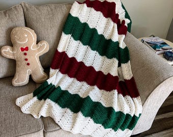 Holiday Sparkle -  Handmade Afghan – Christmas Crochet Blanket – 66x49 Festive Throw