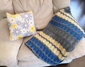 Handmade Sandstone Ripple Afghan: Crochet Throw Blanket - 48x62