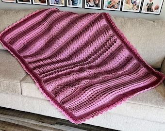 Raspberry Sherbert - Handmade Afghan – Pink & Berry Crochet Blanket – 62x46 Cozy Throw