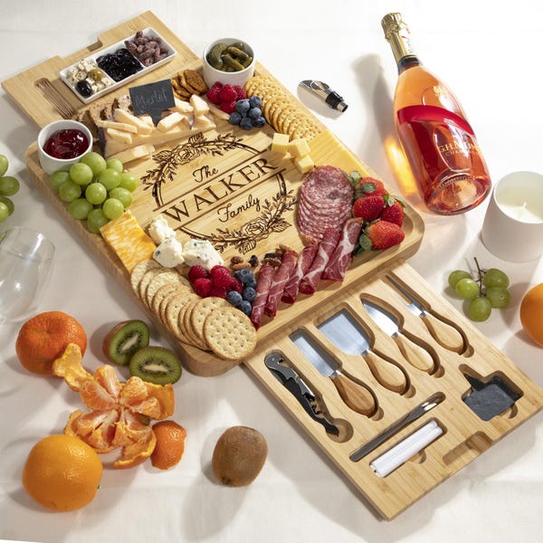 Custom Engraved Bamboo Charcuterie Board Set – Wedding Gift