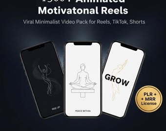 Oltre 1500 reel motivazionali minimalisti / Video virali MP4 senza volto per Instagram, TikTok, YouTube PLR MRR