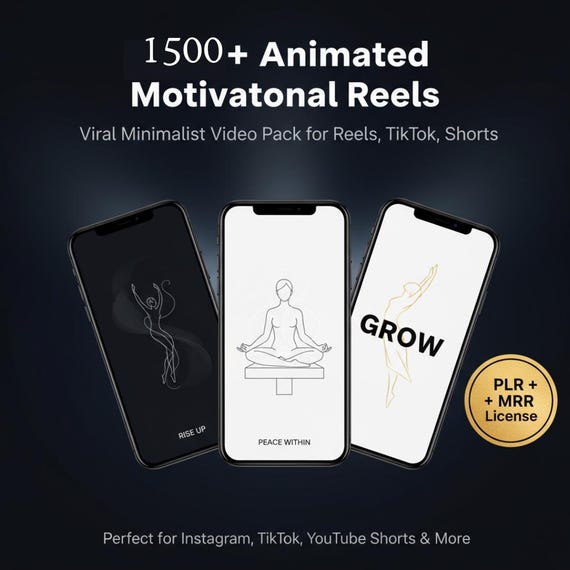 1500+ Minimalist Motivation Reels | Faceless Viral MP4 Videos for Instagram, TikTok, YouTube PLR MRR