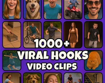 1000+ Viral Hooks-videoclipbundel voor TikTok Instagram-rollen en YouTube-shorts Faceless Content Creator Pack PLR MRR digitale download