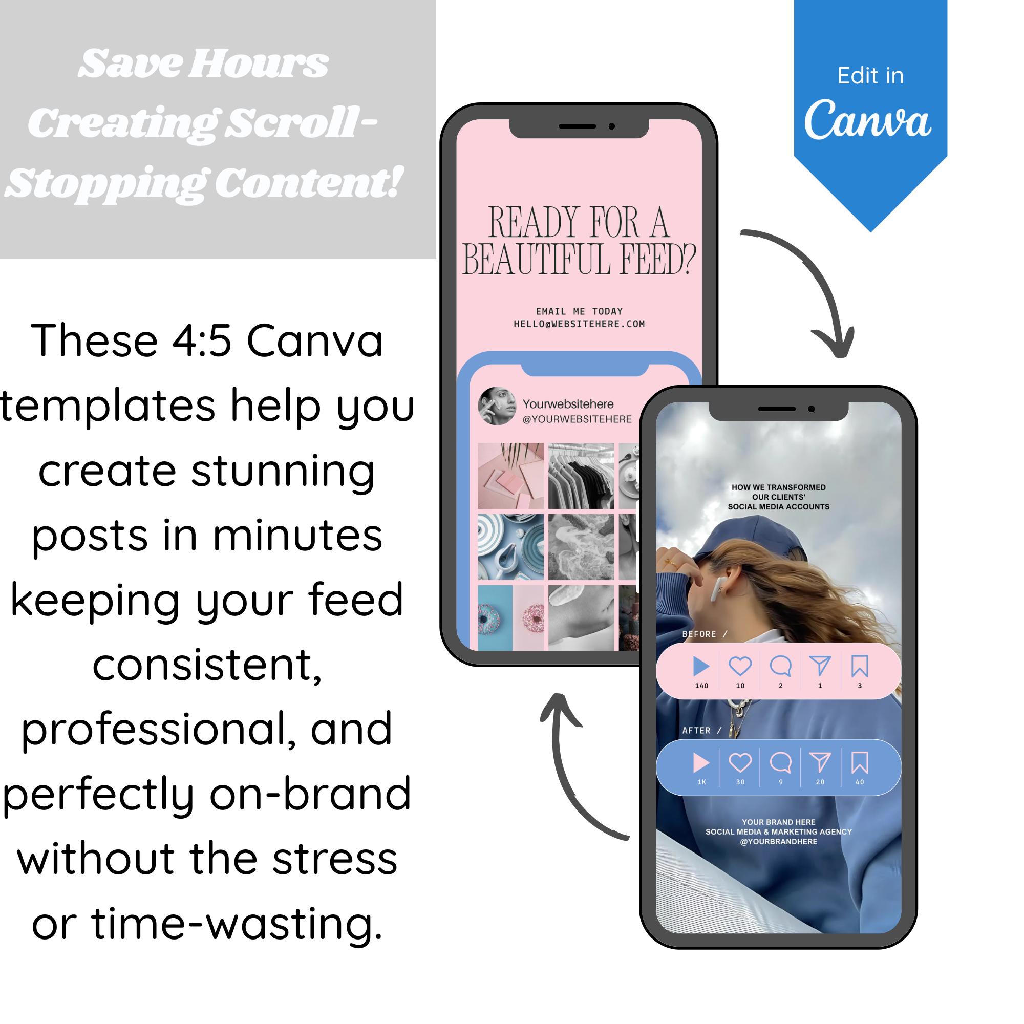 Canva Templates Instagram Carousel Social Media Posts Faceless MRR PLR ...