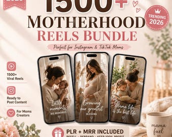 1500+ Faceless Motherhood Reels Bundle Canva Templates Mom Content Ideen PLR MRR Digital Produkt Mompreneur Instagram TikTok Wachstums Kit