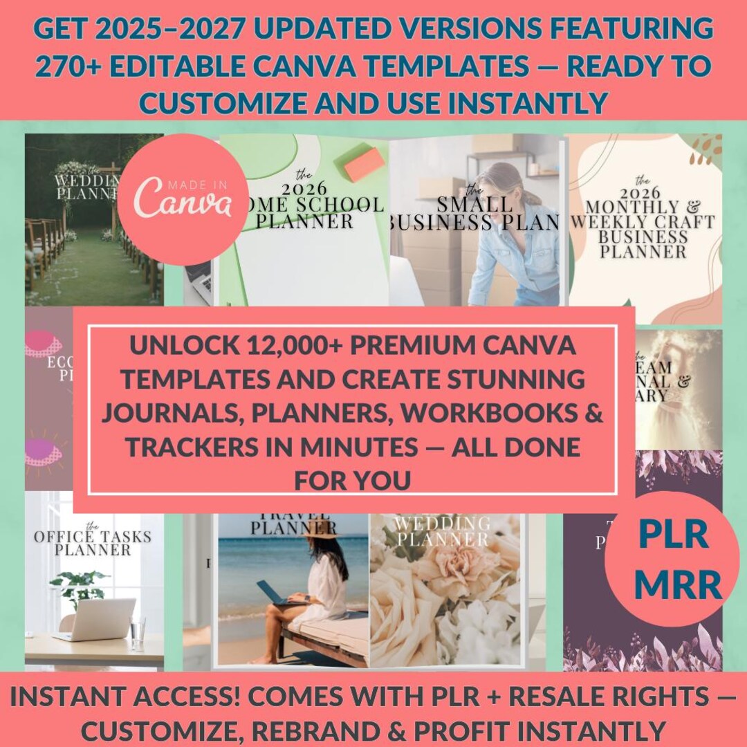 12000+ Planner Canva Templates Bundle | 270+ Digital Planners Journals ...