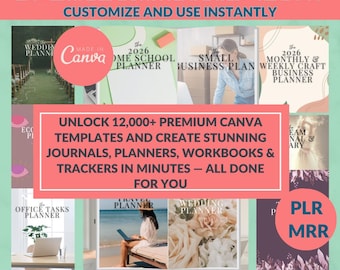 12000+ Planner Canva Templates Bundle | 270+ Digital Planners Journals Trackers | Editable Canva Planner Bundle | PLR MRR Resell Rights