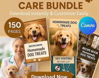 Dog Care Planner & Guide Canva Template | Pet Care Ebook for Dog Owners | Editable Canva Template | PLR Digital Download