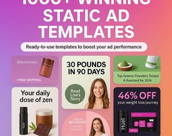 1000+ Meta Ad Templates Canva Bundle: Facebook, Instagram, E-Mail (PLR/MRR)