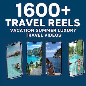 1600+ Luxury Travel Video Reels: PLR MRR Social Media Content (Digital Download)